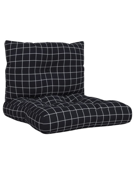 Cuscini per Pallet 2 pz Motivo a Quadri Nero in Tessuto Oxford