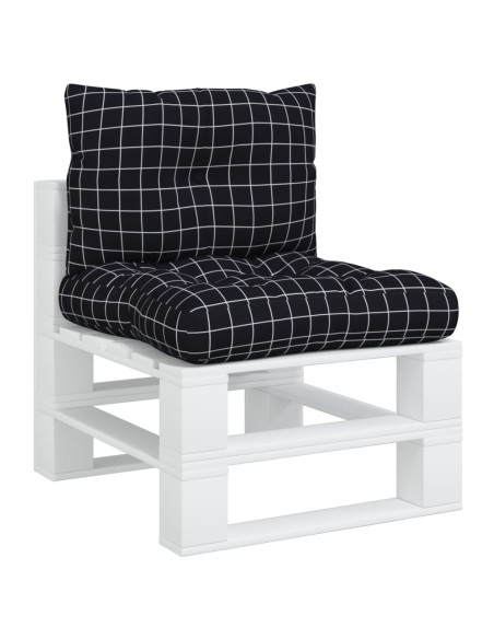 Cuscini per Pallet 2 pz Motivo a Quadri Nero in Tessuto Oxford