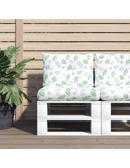 Cuscini per Pallet 2 pz Motivo a Foglie in Tessuto Oxford