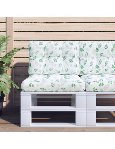 Cuscino per Pallet con Motivo a Foglie 60x40x12 cm in Tessuto