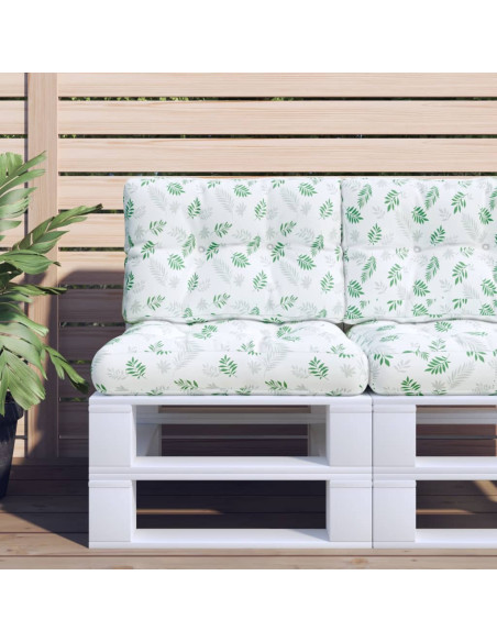 Cuscino per Pallet con Motivo a Foglie 60x40x12 cm in Tessuto