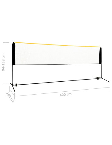 Rete da Badminton Regolabile 400x103x94-158 cm in Metallo