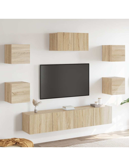 Set di Mobili TV 7 pz Rovere Sonoma in Legno Multistrato