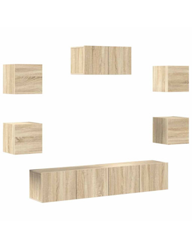 Set di Mobili TV 7 pz Rovere Sonoma in Legno Multistrato