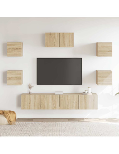 Set di Mobili TV 7 pz Rovere Sonoma in Legno Multistrato