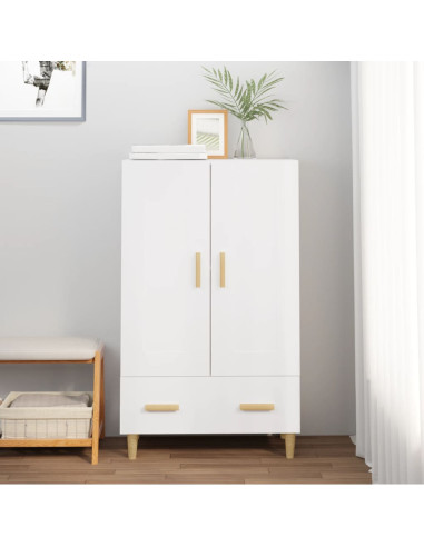 Credenza Bianca 70x31x115 cm in Legno Ingegnerizzato