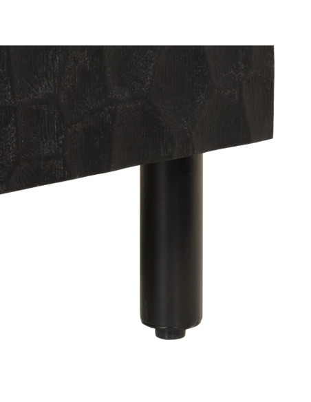 Credenza Nera 60x33x75 cm in Legno Massello di Mango