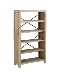 Libreria a 5 Ripiani 80x30x140 cm in Legno Massello di Acacia