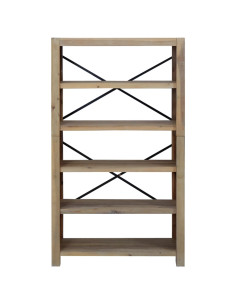 Libreria a 5 Ripiani 80x30x140 cm in Legno Massello di Acacia 2