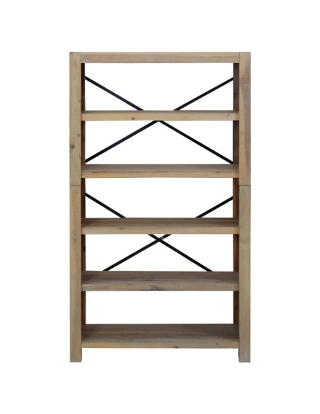 Libreria a 5 Ripiani 80x30x140 cm in Legno Massello di Acacia