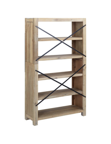 Libreria a 5 Ripiani 80x30x140 cm in Legno Massello di Acacia