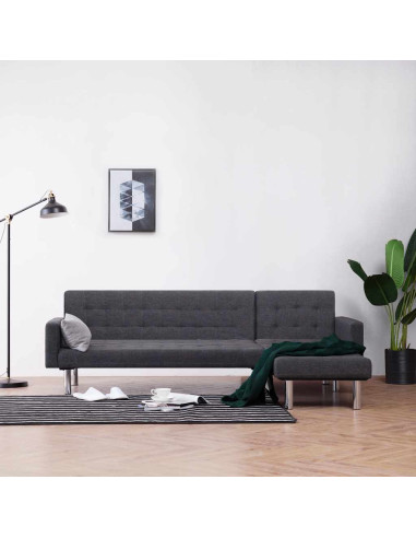 Divano letto a L grigio scuro in poliestere
