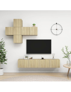 Set di Mobili Porta TV 7 pz Rovere Sonoma in Legno Multistrato