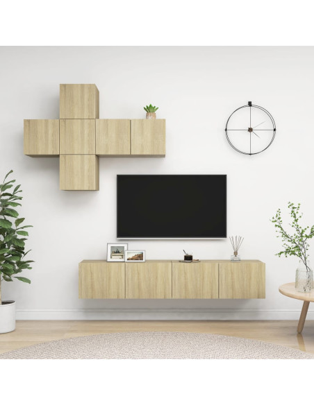 Set di Mobili Porta TV 7 pz Rovere Sonoma in Legno Multistrato