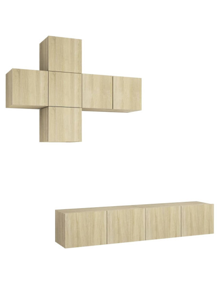 Set di Mobili Porta TV 7 pz Rovere Sonoma in Legno Multistrato