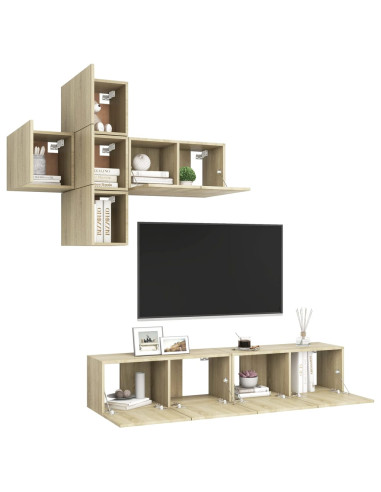 Set di Mobili Porta TV 7 pz Rovere Sonoma in Legno Multistrato
