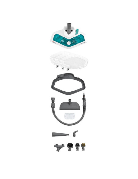 Polti Vaporetto SV450_Double Scopa a vapore 0,3 L 1500 W Turchese, Bianco