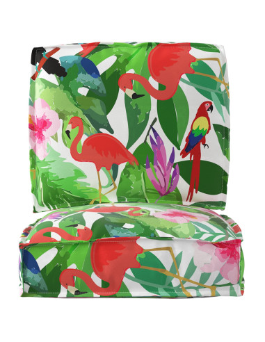 Set di Cuscini per Pallet Floreale 2 pcs Giungla Tropicale