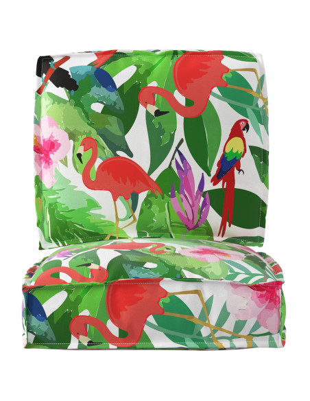 Set di Cuscini per Pallet Floreale 2 pcs Giungla Tropicale