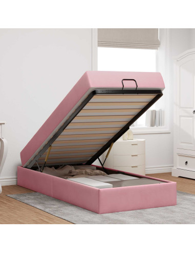 Struttura letto con materasso con materasso 2 pcs Rosa Velluto