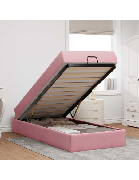 Struttura letto con materasso con materasso 2 pcs Rosa Velluto
