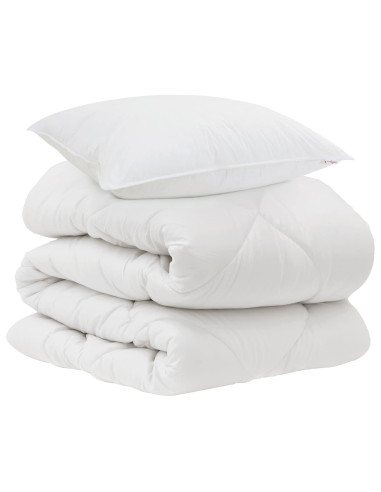 Piumone con cuscino 2 pcs Bianco Microfibra