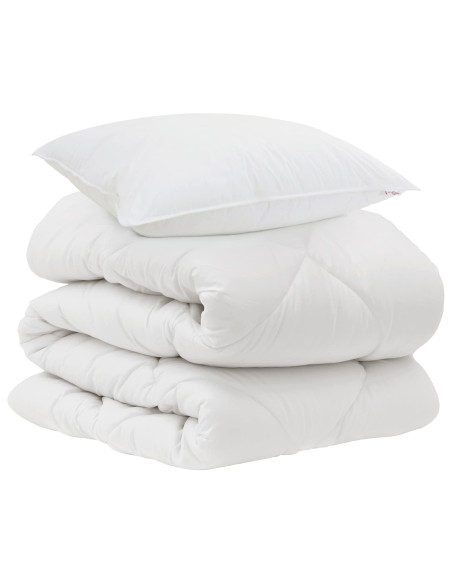 Piumone con cuscino 2 pcs Bianco Microfibra