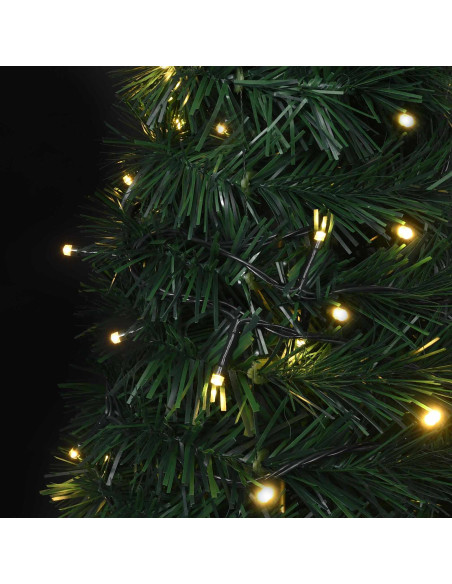 Albero di Natale with LED String Lights Verde 150 x 150 cm PVC