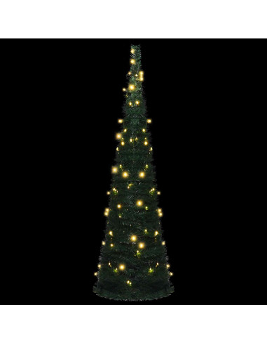 Albero di Natale with LED String Lights Verde 150 x 150 cm PVC