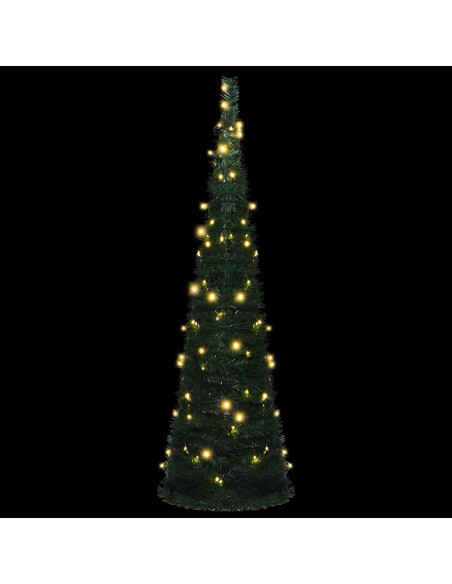 Albero di Natale with LED String Lights Verde 150 x 150 cm PVC