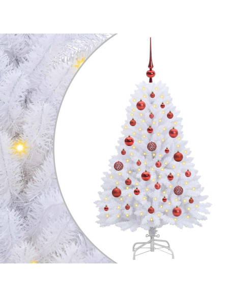 Albero di Natale Artificiale con Rami Pieghevoli Bianco 120 cm