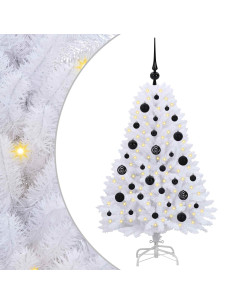 Albero di Natale Artificiale con Rami Pieghevoli Bianco 120 cm 2