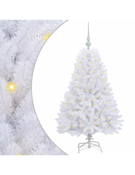 Albero di Natale Artificiale con Rami Pieghevoli Bianco 120 cm