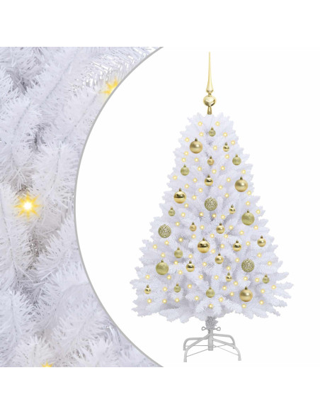 Albero di Natale Artificiale con Rami Pieghevoli Bianco 120 cm