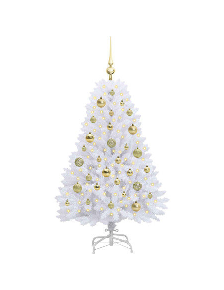 Albero di Natale Artificiale con Rami Pieghevoli Bianco 120 cm