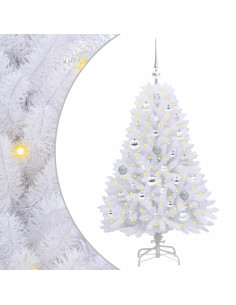 Albero di Natale Artificiale con Rami Pieghevoli Bianco 120 cm 2