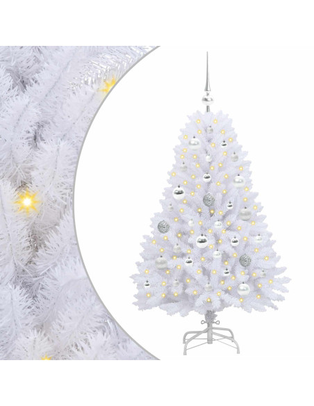 Albero di Natale Artificiale con Rami Pieghevoli Bianco 120 cm