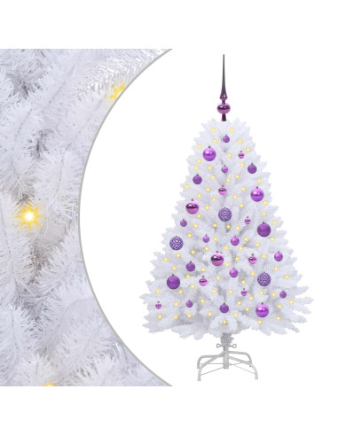 Albero di Natale Artificiale con Rami Pieghevoli Bianco 120 cm