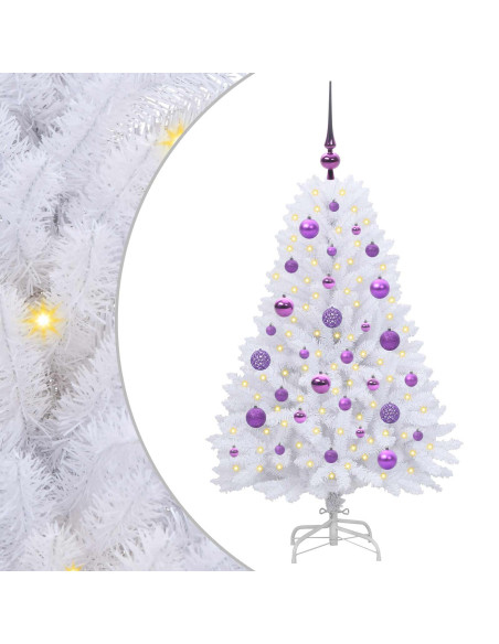 Albero di Natale Artificiale con Rami Pieghevoli Bianco 120 cm