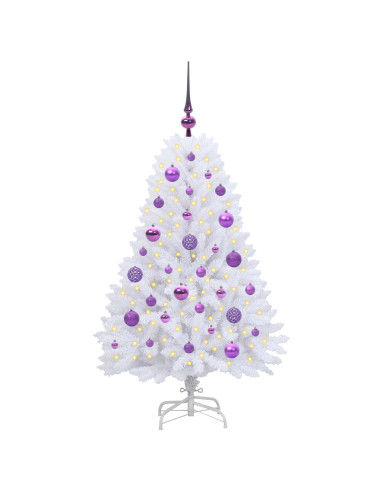 Albero di Natale Artificiale con Rami Pieghevoli Bianco 120 cm