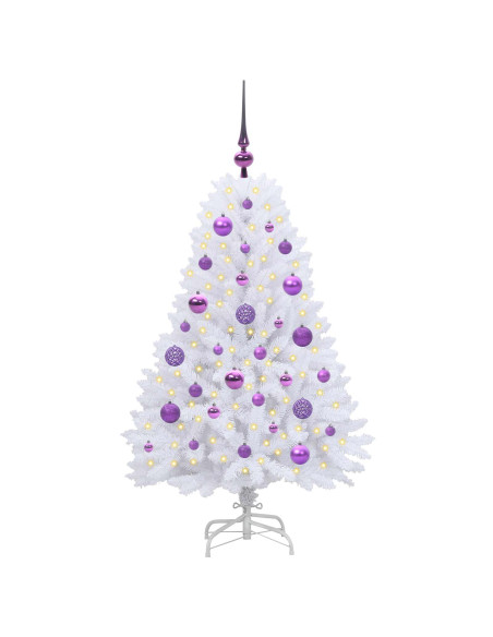 Albero di Natale Artificiale con Rami Pieghevoli Bianco 120 cm