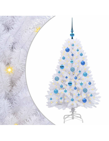Albero di Natale Artificiale con Rami Pieghevoli Bianco 120 cm