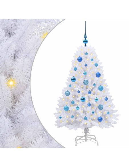 Albero di Natale Artificiale con Rami Pieghevoli Bianco 120 cm
