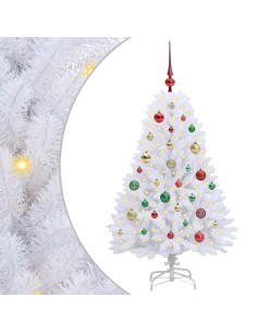 Albero di Natale Artificiale con Rami Pieghevoli Bianco 120 cm 2