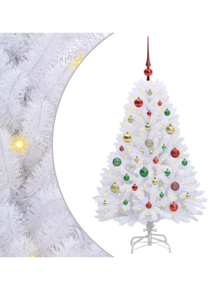 Albero di Natale Artificiale con Rami Pieghevoli Bianco 120 cm
