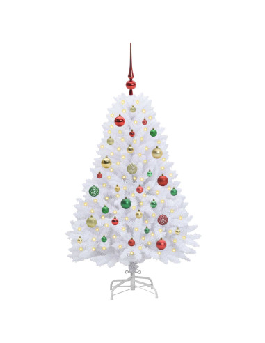 Albero di Natale Artificiale con Rami Pieghevoli Bianco 120 cm