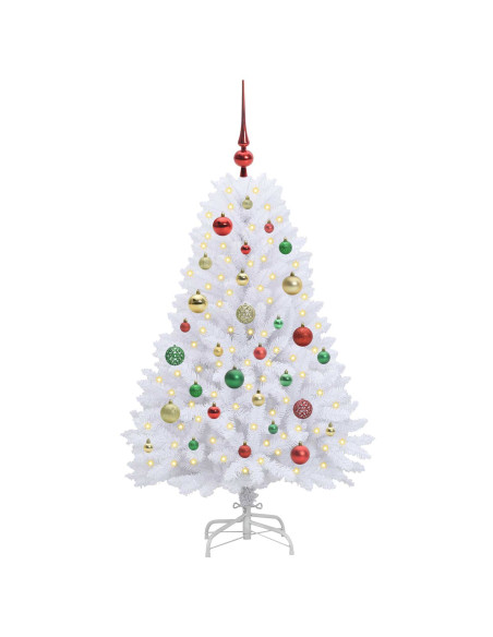 Albero di Natale Artificiale con Rami Pieghevoli Bianco 120 cm