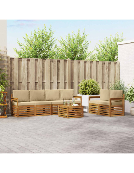 Set di divani da esterno con cuscino Naturale e Beige