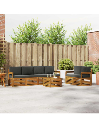 Set di divani da esterno con cuscino 7 pcs Naturale e Antracite