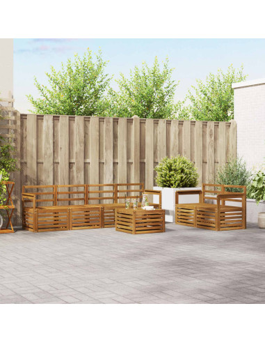 Set divani 7 pcs Naturale Legno di Acacia Massello